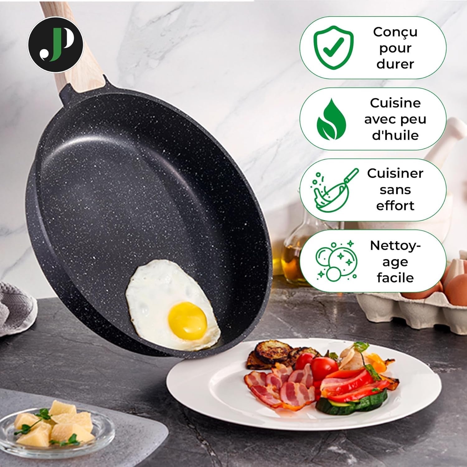 21Pcs Black Non-Stick Granite Cookware Set Induction Ready Pots & Pans