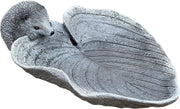 Hedgehog Leaf Stone Bird Bath Outdoor Garden Ornament Frost-Proof