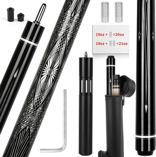 58" Adjustable Pool Cue 3 in 1 19oz–21oz Maple Billiard Stick Set