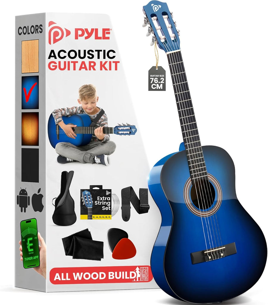 Junior Acoustic Guitar 3/4 Size 36in Nylon String Starter Kit Blue