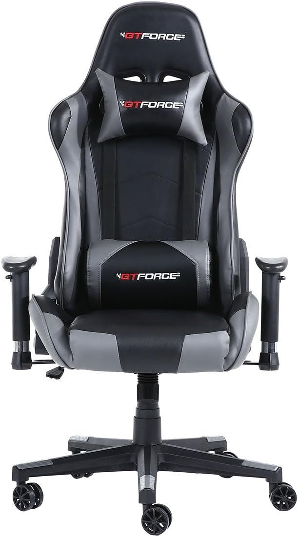 Reclining Gaming Chair Racing Office Desk Seat Faux Leather Grey