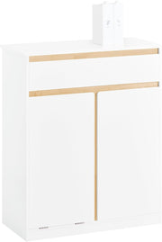 Slim Bathroom Storage Cabinet with Drawer & Laundry Basket White Unit