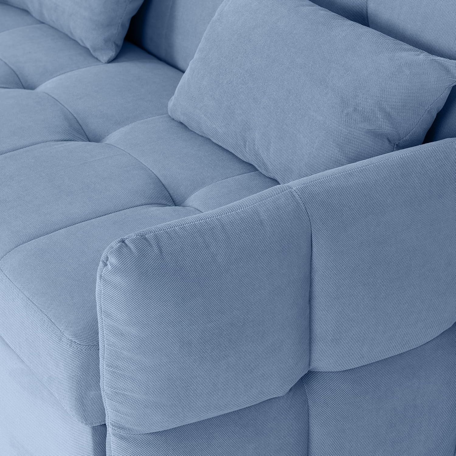 2 Seater Blue Sofa Bed Pull Out Guest Bed Sleeper Couch for Small Spaces