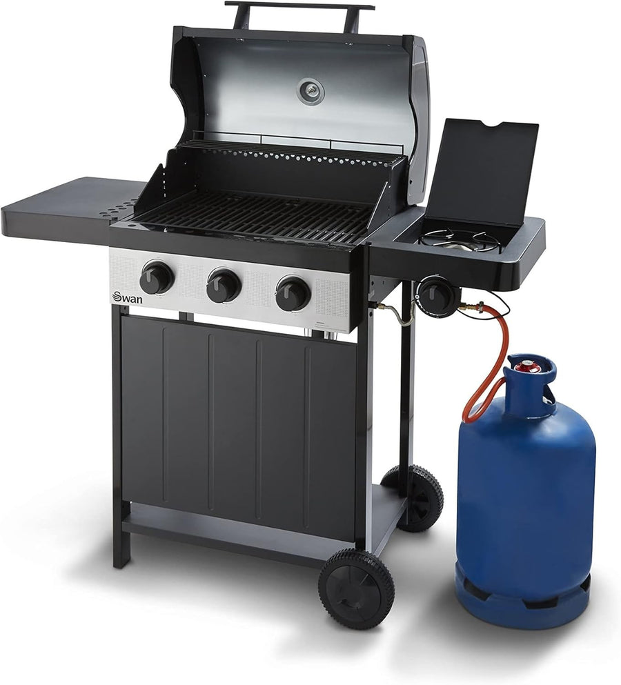 4 Burner Gas BBQ Grill with Side Burner, Warming Rack & Temperature Gauge