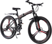 Folding 21-Speed MTB Bike 27.5" Dual Suspension Mens Womens Off Road