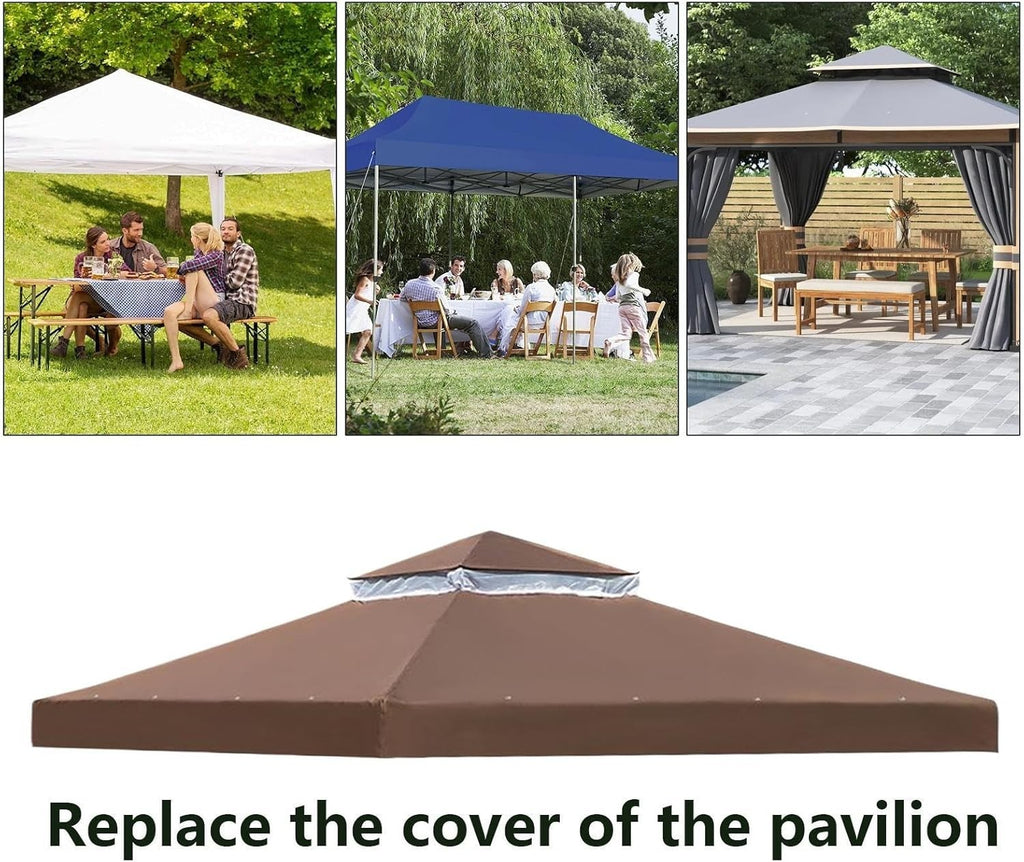 10x10Ft Double Tier Gazebo Canopy Waterproof Patio Roof Outdoor Shade Cover