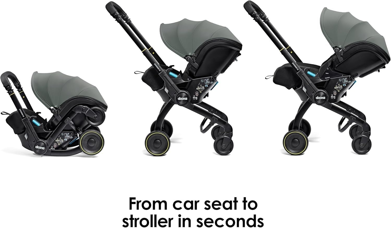 Convertible Baby Car Seat Stroller 0+ 3 Recline Travel System Slate Green