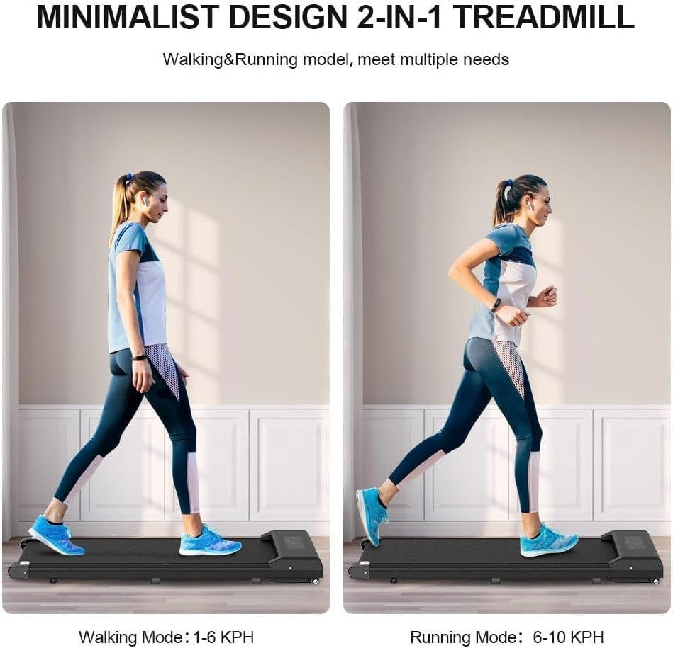 Under Desk Walking Pad Treadmill 1-10km/h 2.5HP LED Shock Absorption