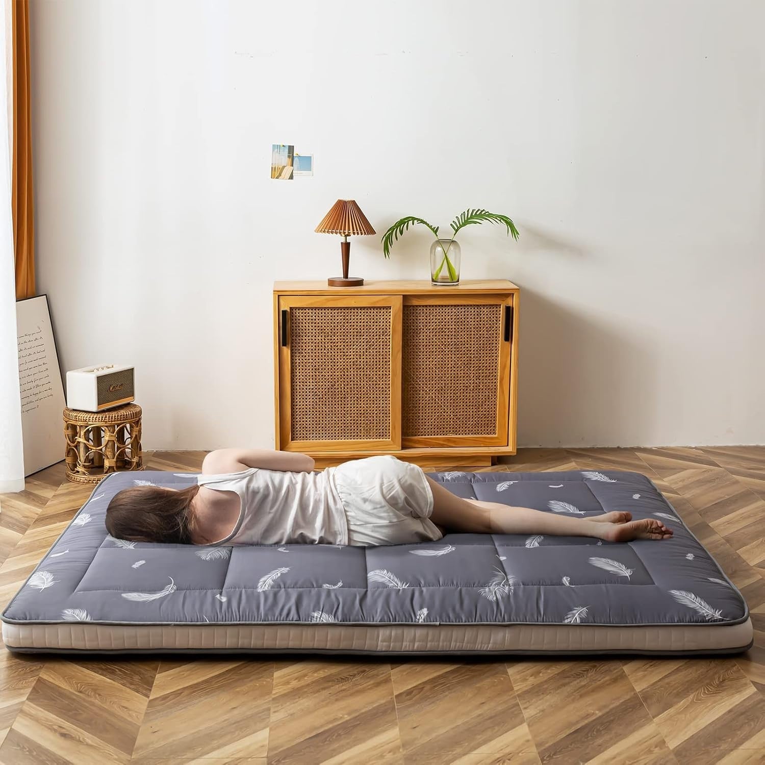 Double Floor Mattress Topper – Thick, Foldable, Breathable Japanese Futon Pad