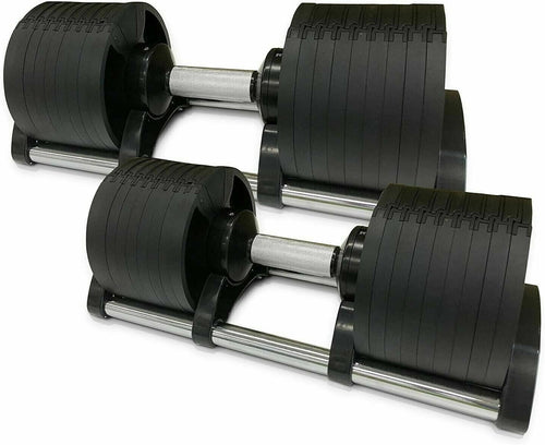 Adjustable Dumbbells Pair 2x32kg Solid Metal Quick Dial Home Gym