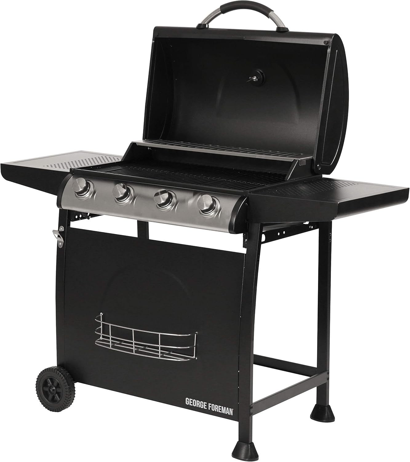 4 Burner Gas BBQ Grill with Thermometer & Shelves | Outdoor Family Barbecue