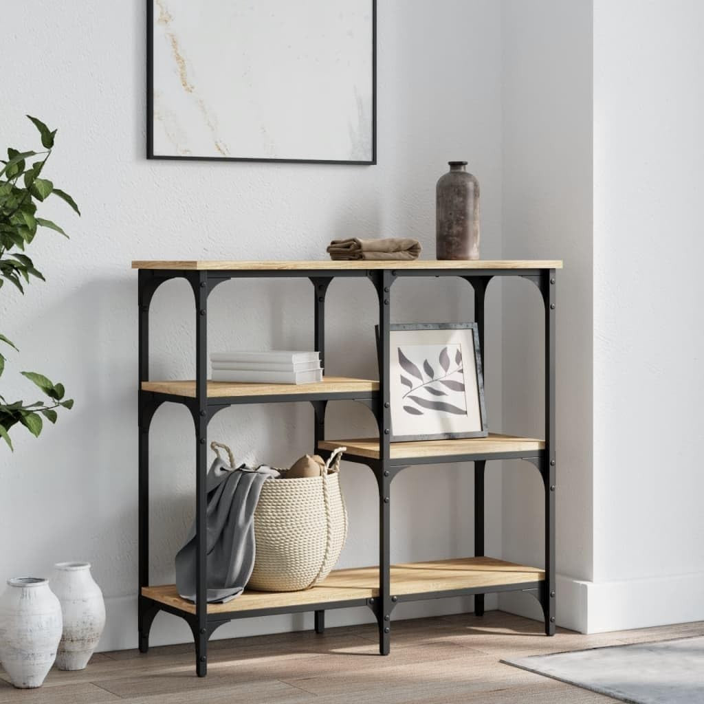 Slim Console Table with Shelves – Narrow Entryway Sofa Table 80x29x75cm