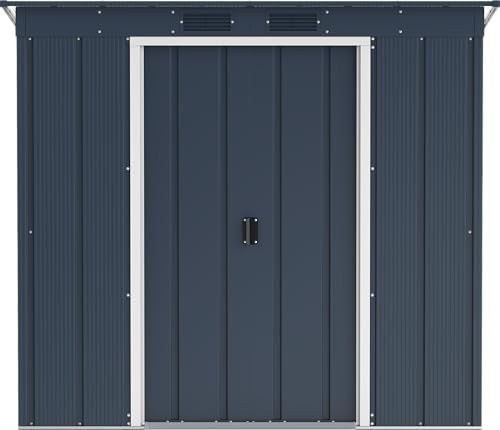 Metal Garden Storage Shed 6x4ft Pent Roof Waterproof Outdoor, Shed Anthracite