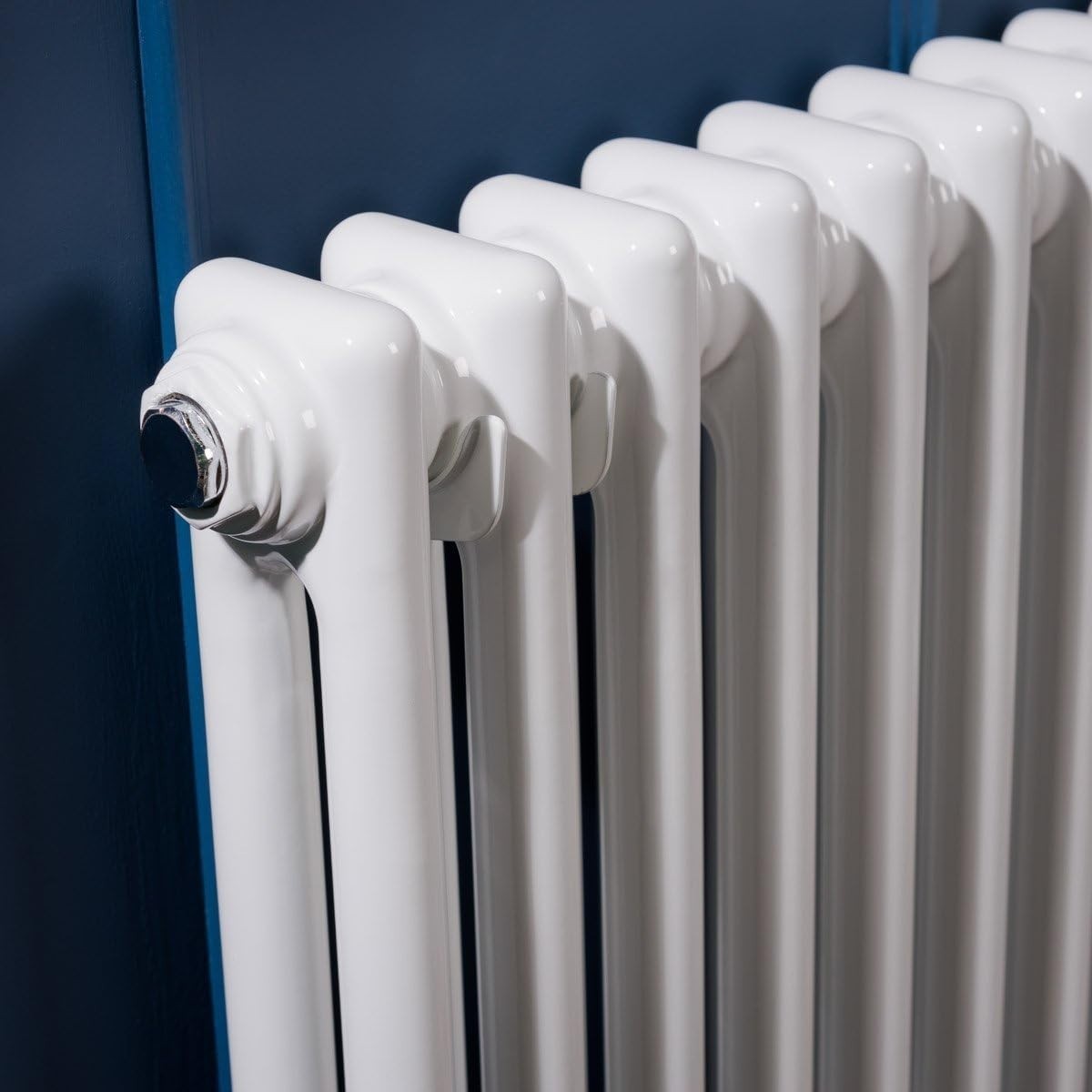 Double Column Horizontal Radiator 600x1190mm White Cast Iron Style