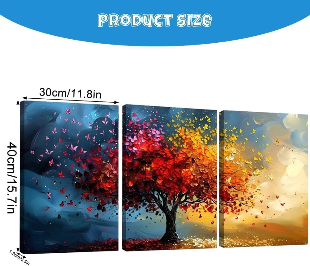 Tree of Life Canvas Wall Art Set of 3 Framed 12x16in Prints