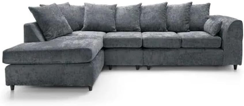 Spacious 5-Seater Grey Corner Sofa L-Shape Modular with Memory Foam Cushions