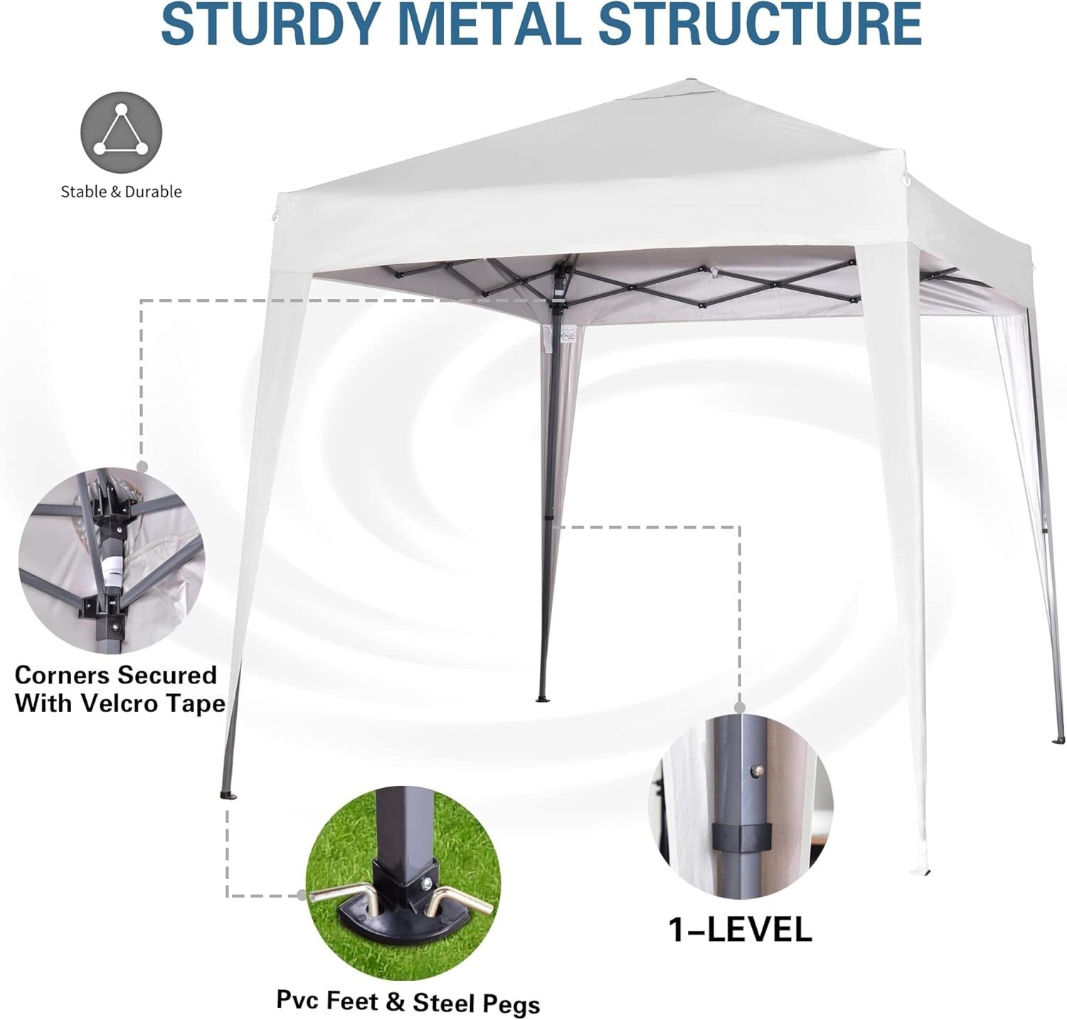 2x2m Pop Up Gazebo Waterproof w/ Sides White Silver Protective Canopy