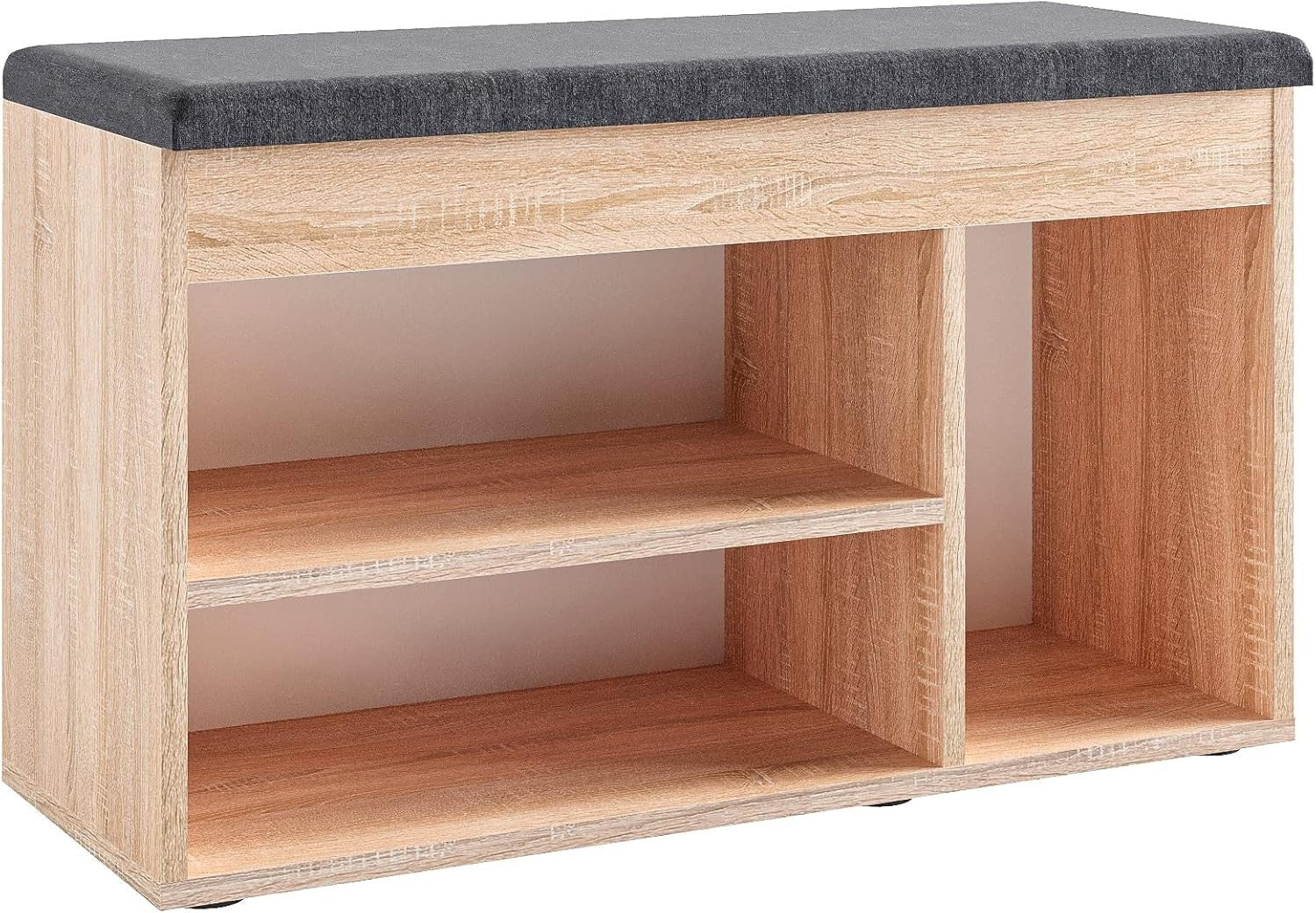 Sonoma Oak Grey Shoe Storage Bench with Cushion – Entryway Hallway Seat 80cm