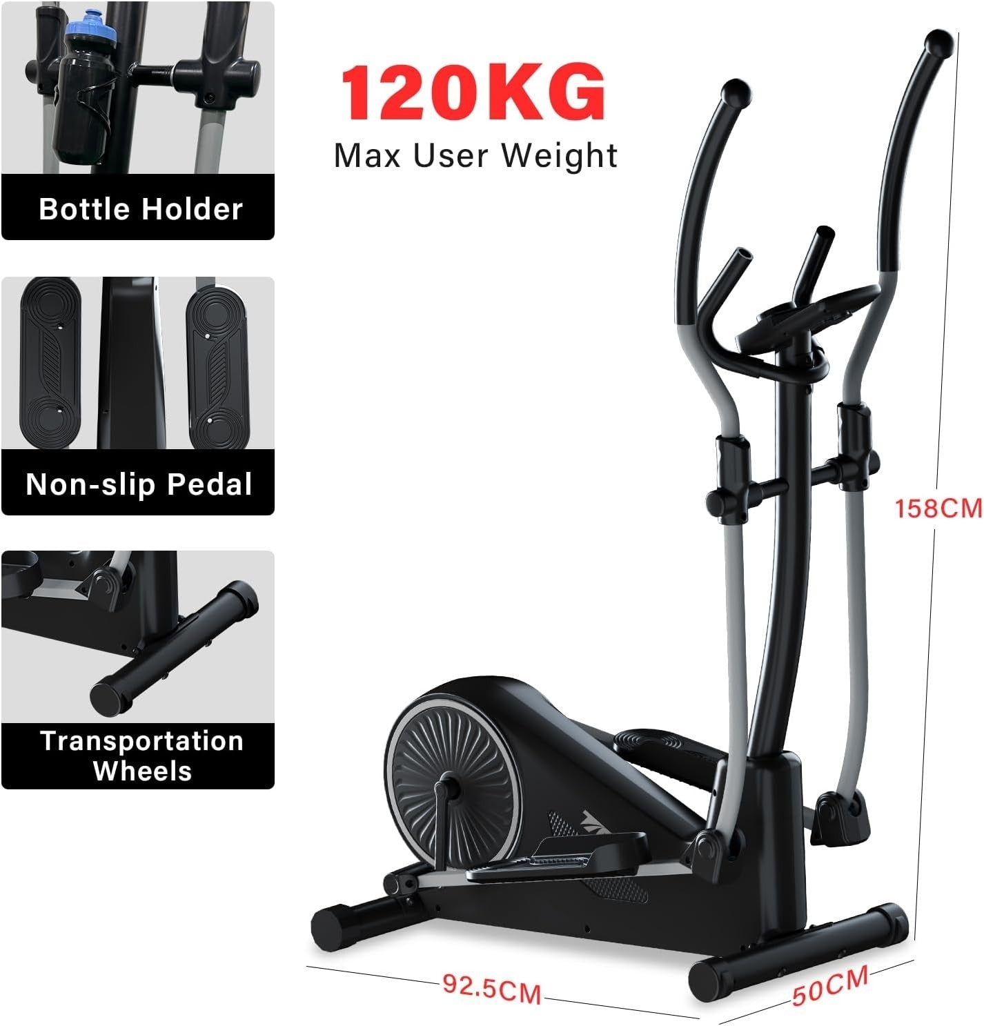 2-in-1 Elliptical Cross Trainer with 32 Resistance Levels & App for Home Gym