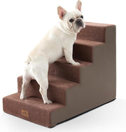 Wide Dog Stairs Non-Slip Pet Steps for Small Dogs Cats Puppy 75x50x60cm Brown