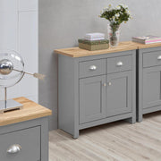 Modern Grey Sideboard Cupboard with Drawers Storage Unit for Hallway