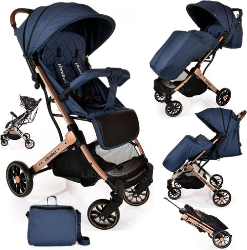 Lightweight Travel Stroller One Hand Fold Compact Buggy Rain Cover Set