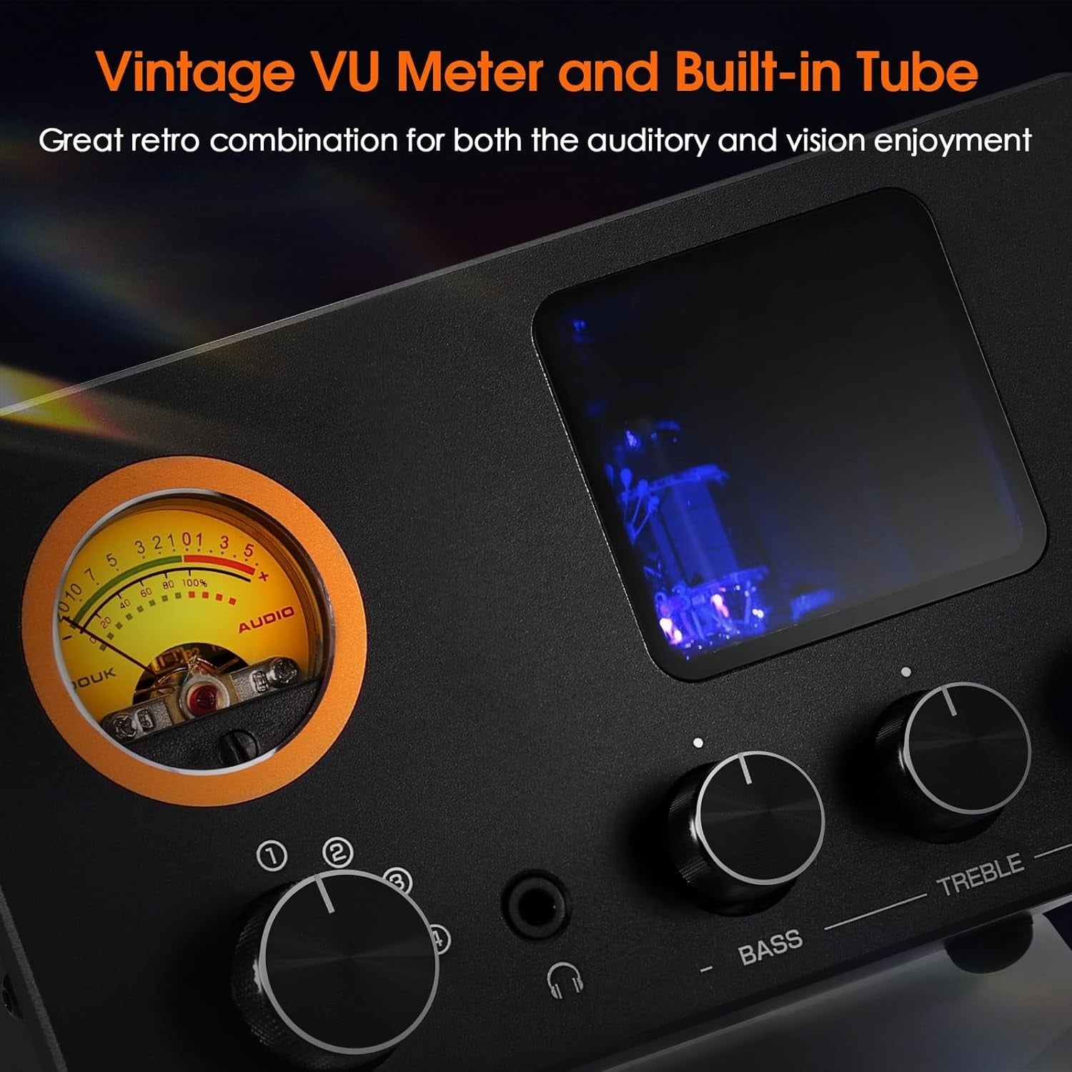 TUBE-T5C Tube Preamp Headphone Amp 4-Way RCA Selector VU Meter Tone