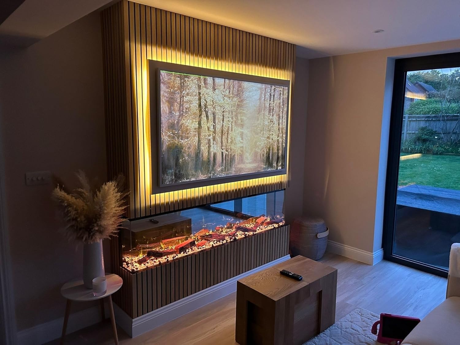 60" 3-Sided Built In Electric Fireplace Wall Mount Media Feature LED