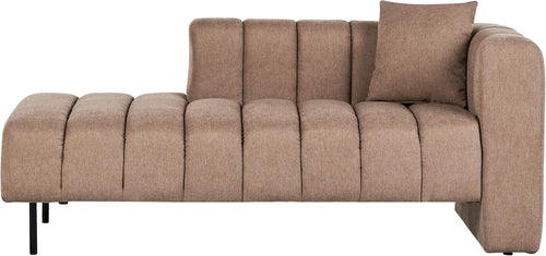 Modern Right Hand Chaise Lounge | Fabric Upholstery + Cushion + Brown