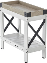 Narrow White End Table with Storage Shelf – Compact Nightstand for Small Spaces
