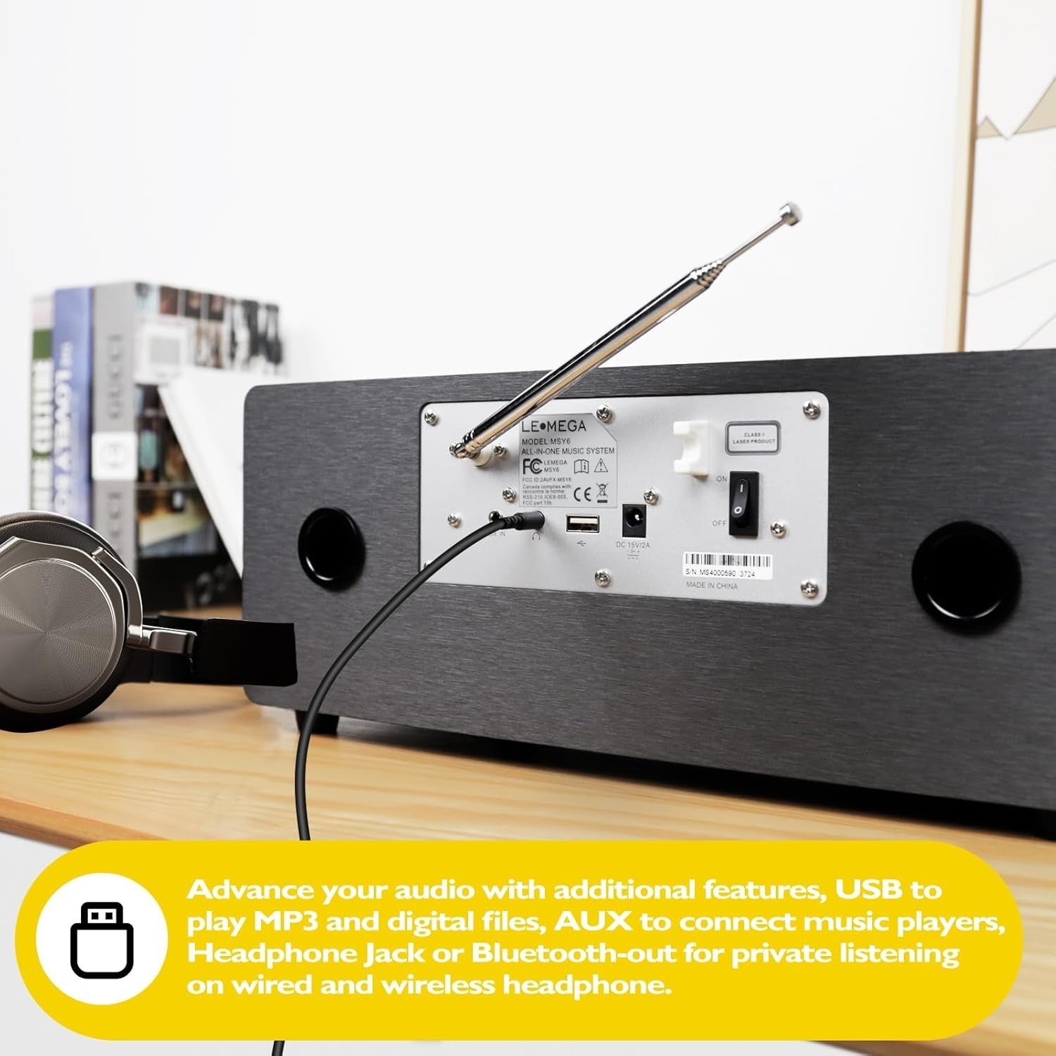 CD Player DAB+ FM Radio Bluetooth HiFi Stereo 100W Speakers Wood Cabinet