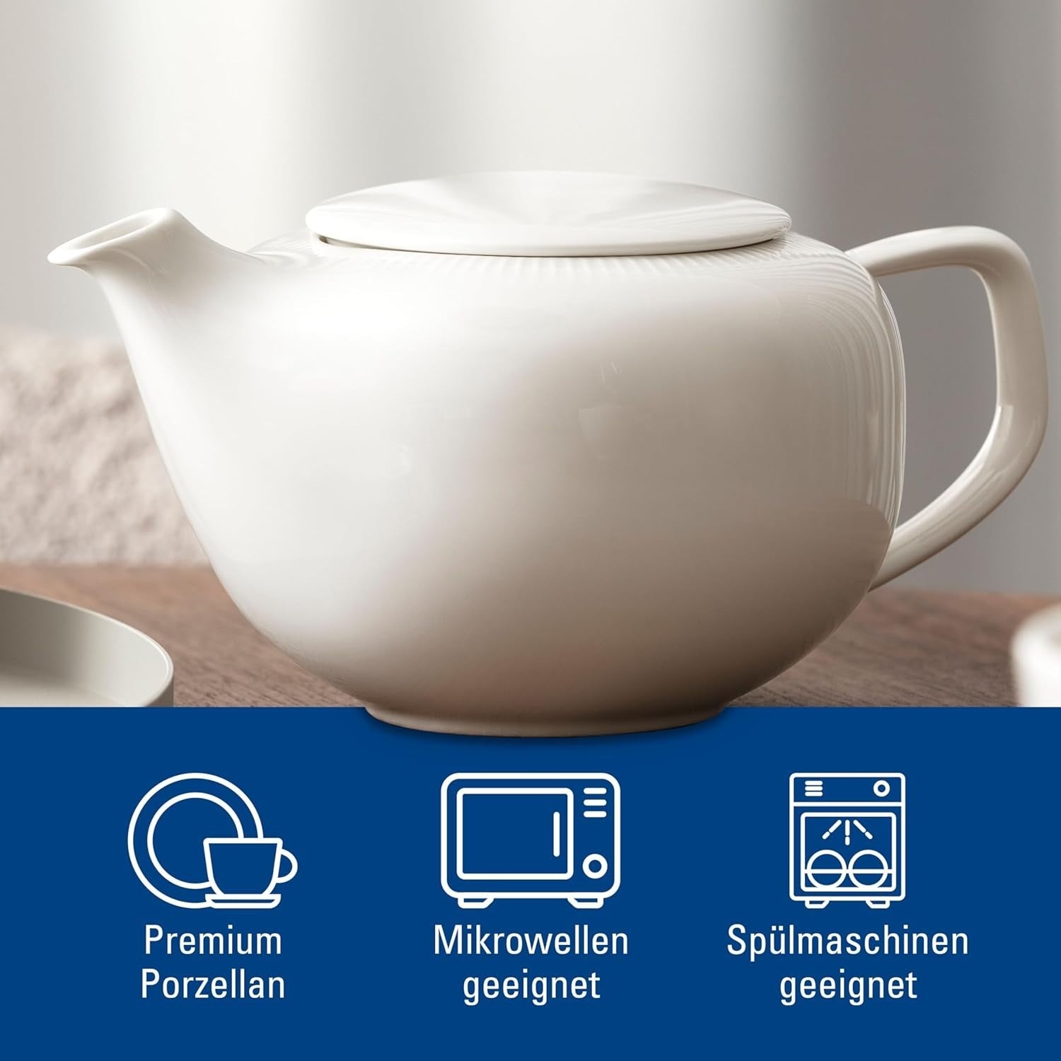 Porcelain Teapot with Infuser 440ml White Tea Pot Lid Microwave Safe