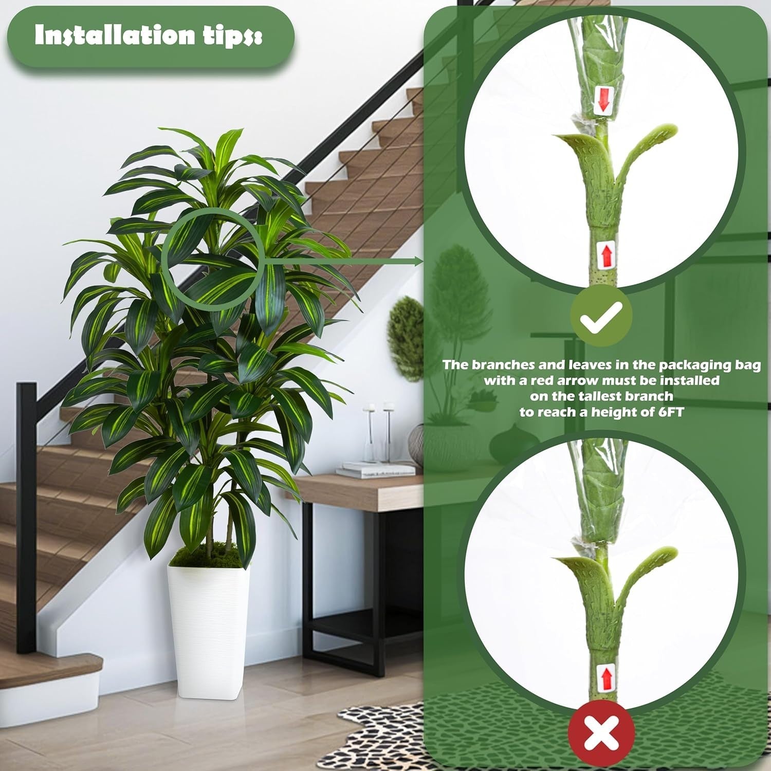 Artificial Dracaena Plant 180cm Tall in White Planter Faux Yucca Tree Home Decor