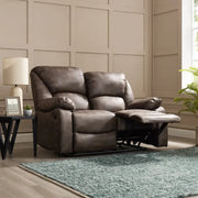 2 Seater Manual Recliner Sofa Brown Faux Leather Padded Armrests