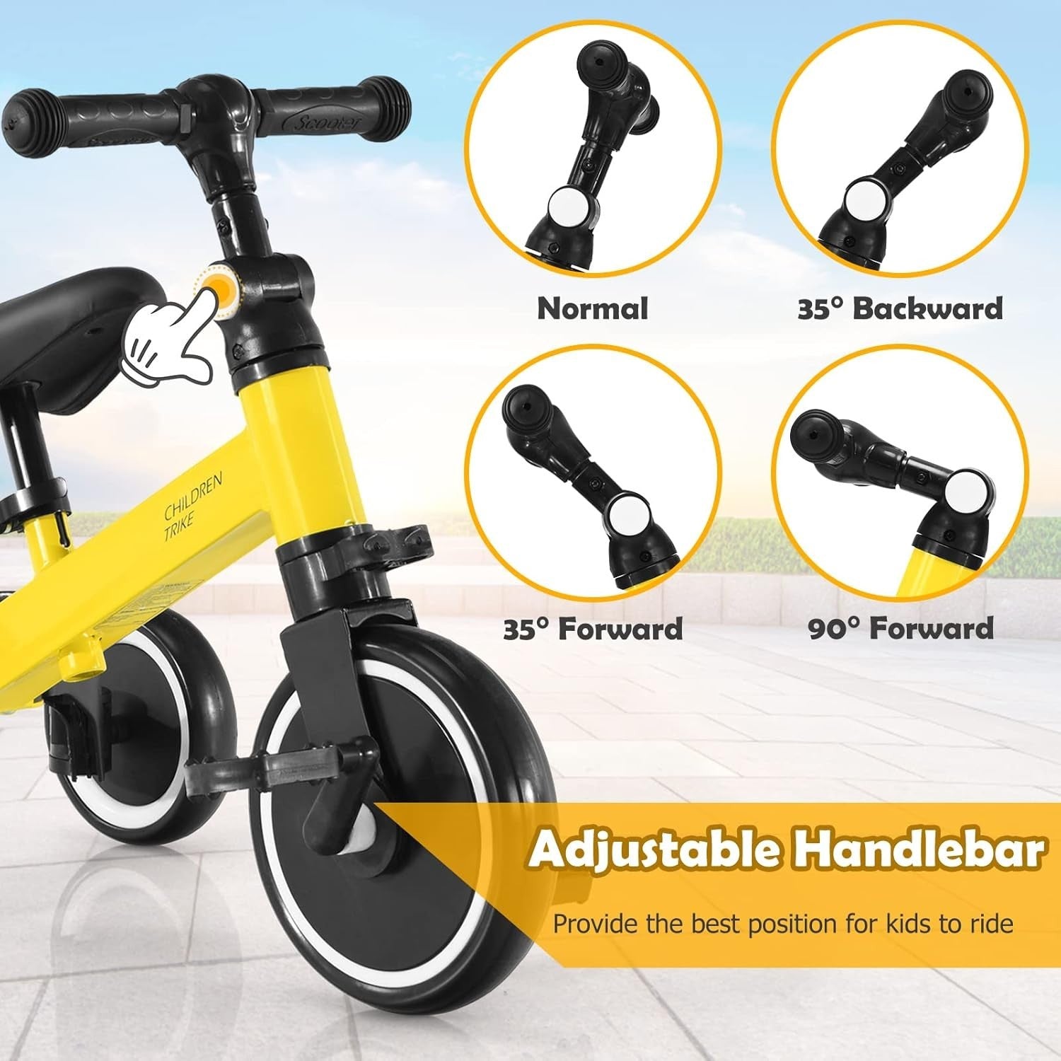 3 in 1 Toddler Tricycle Balance Bike Adjustable Seat Kids Trike 1-4Y