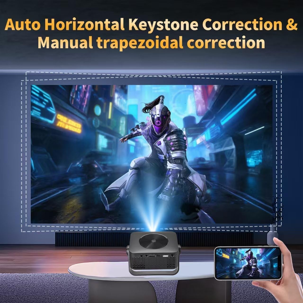4K Mini Projector 1080P WiFi Portable 180° Home Outdoor Movie