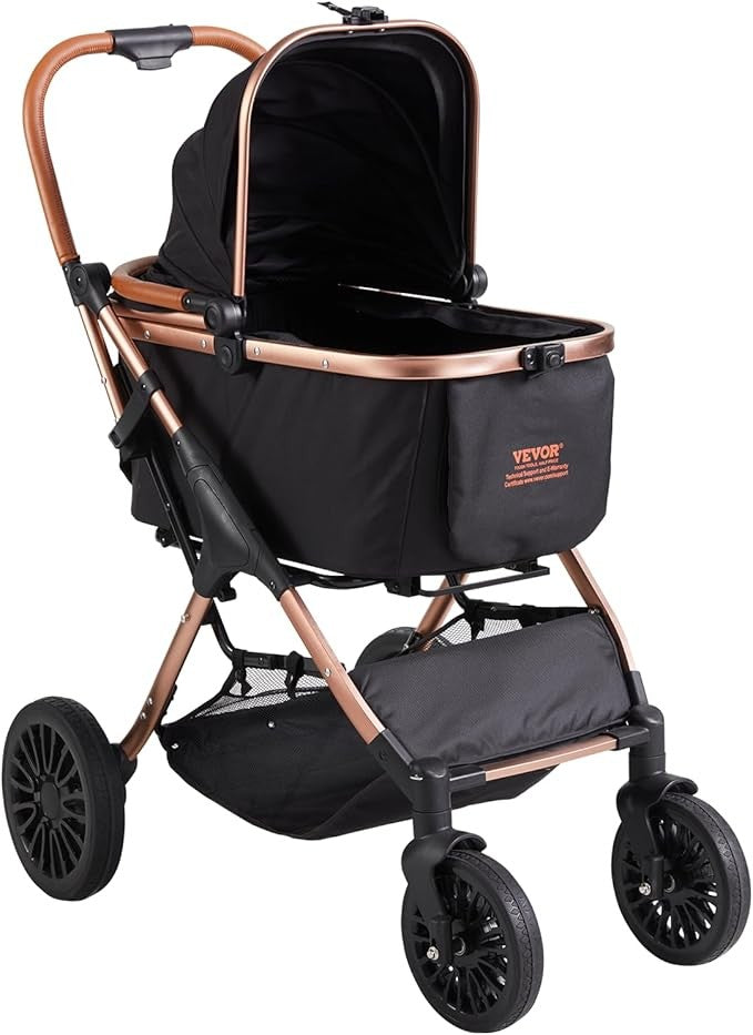 Luxury Dog Stroller Pushchair Detachable Carrier 66lb Capacity Brakes 4 Wheel