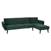 Green Velvet Corner Sofa Bed 3-Seater Pull Out Chaise Tufted Couch