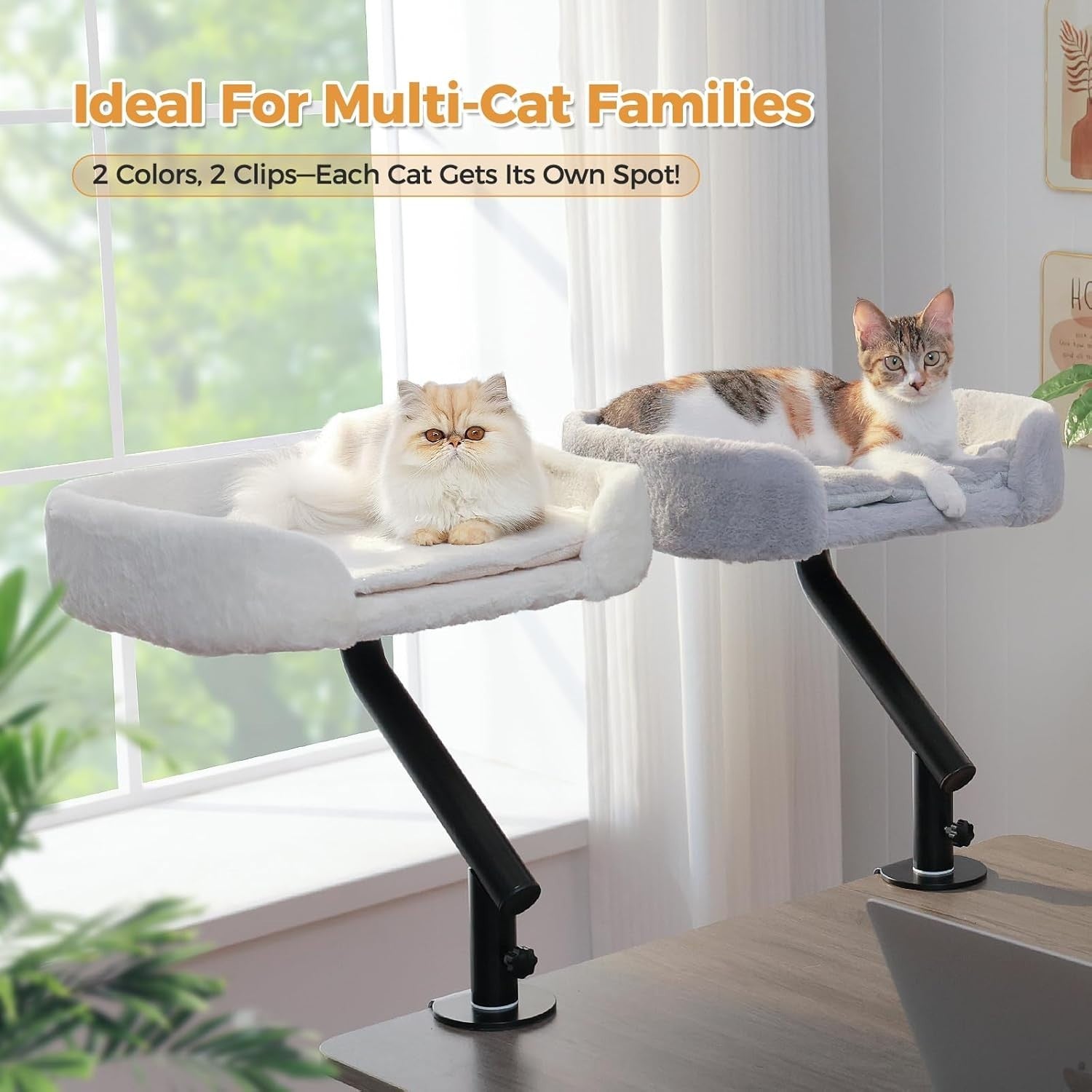 360 Rotating Desk Cat Bed Adjustable Cat Hammock Desktop Perch Grey