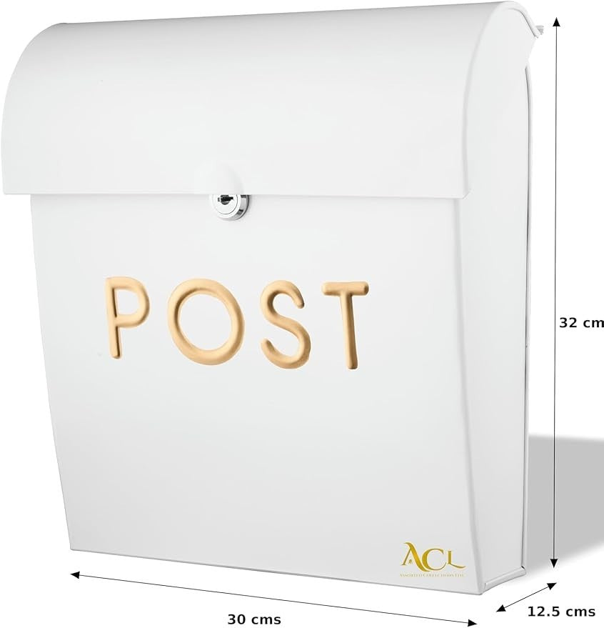Lockable Wall Mounted Mailbox White | Weatherproof Post Box | Secure & Stylish