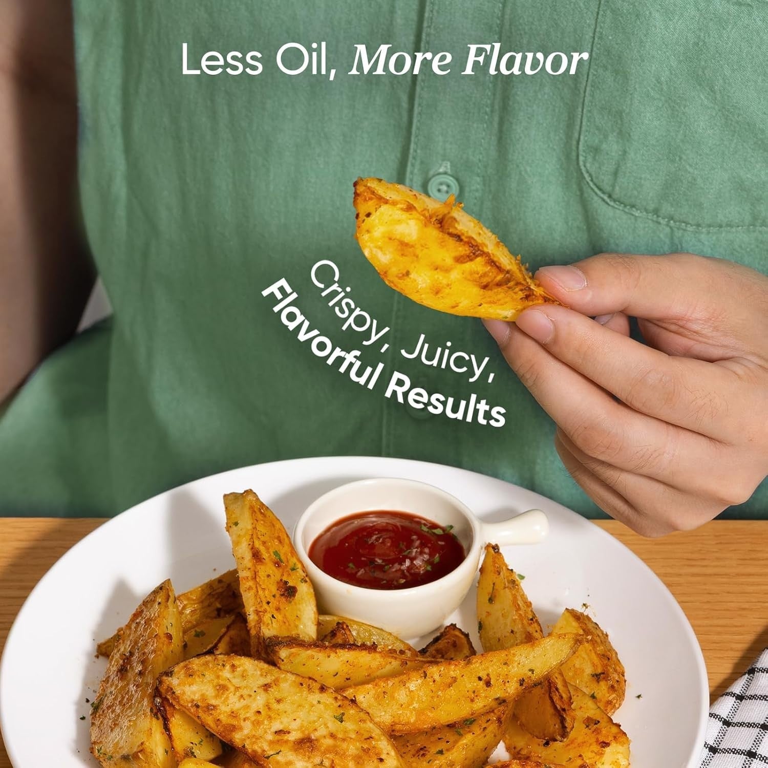 6.4L Dual Heat Smart Air Fryer No Shake No Preheat App Control 12 Functions