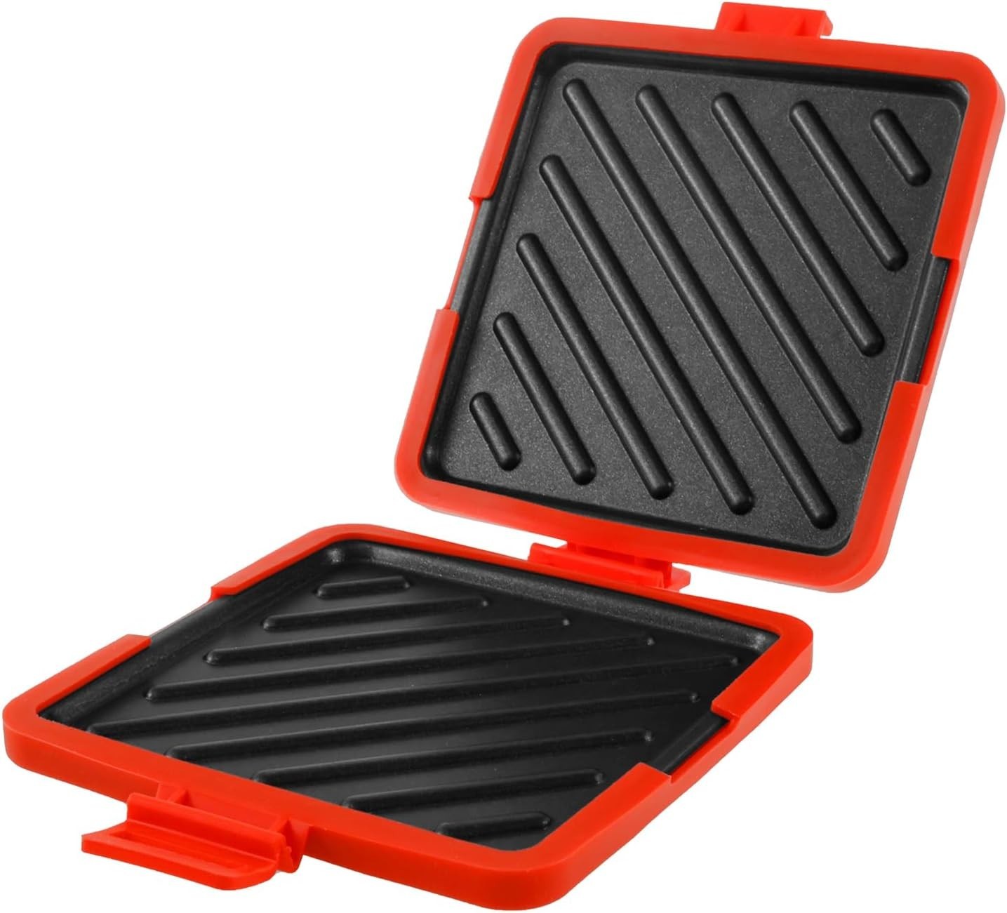 Microwave Toastie Maker Red Non-Stick Wireless Sandwich Cooker with Silicone Str