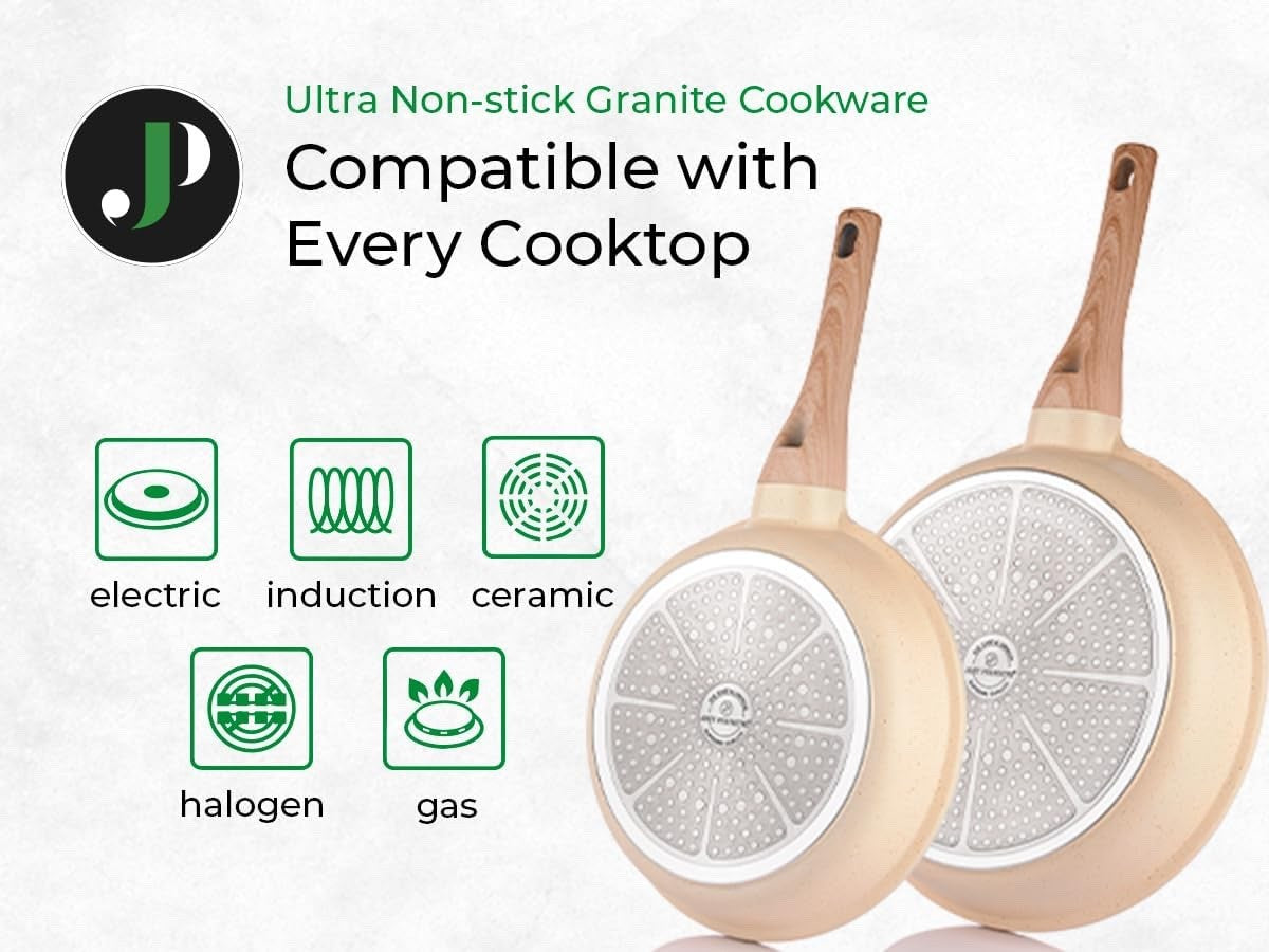 15pcs White Granite Induction Non Stick Cookware Set Pots & Pans with Utensils