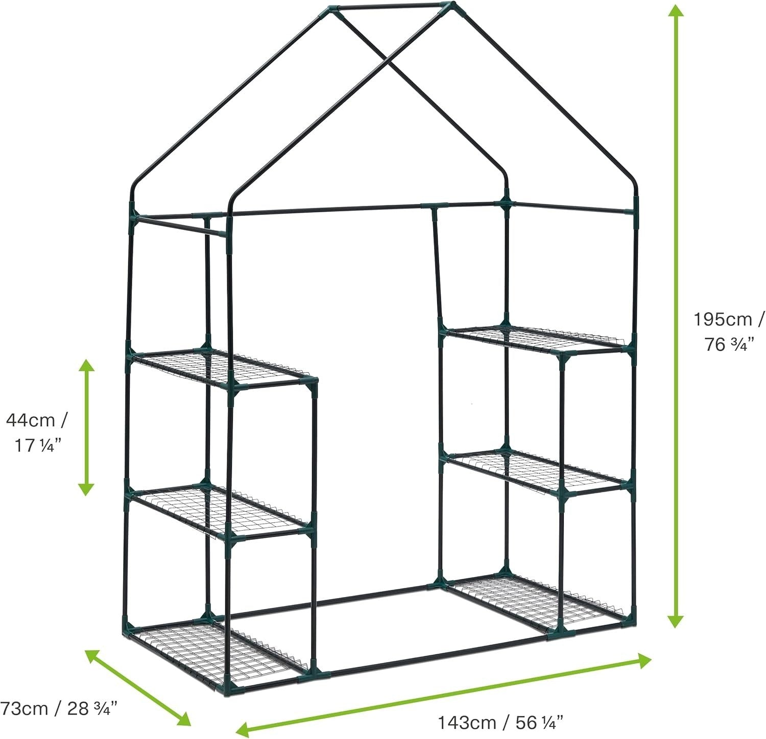 6 Tier Walk-In Greenhouse with Clear PVC Cover | Sturdy Steel Frame