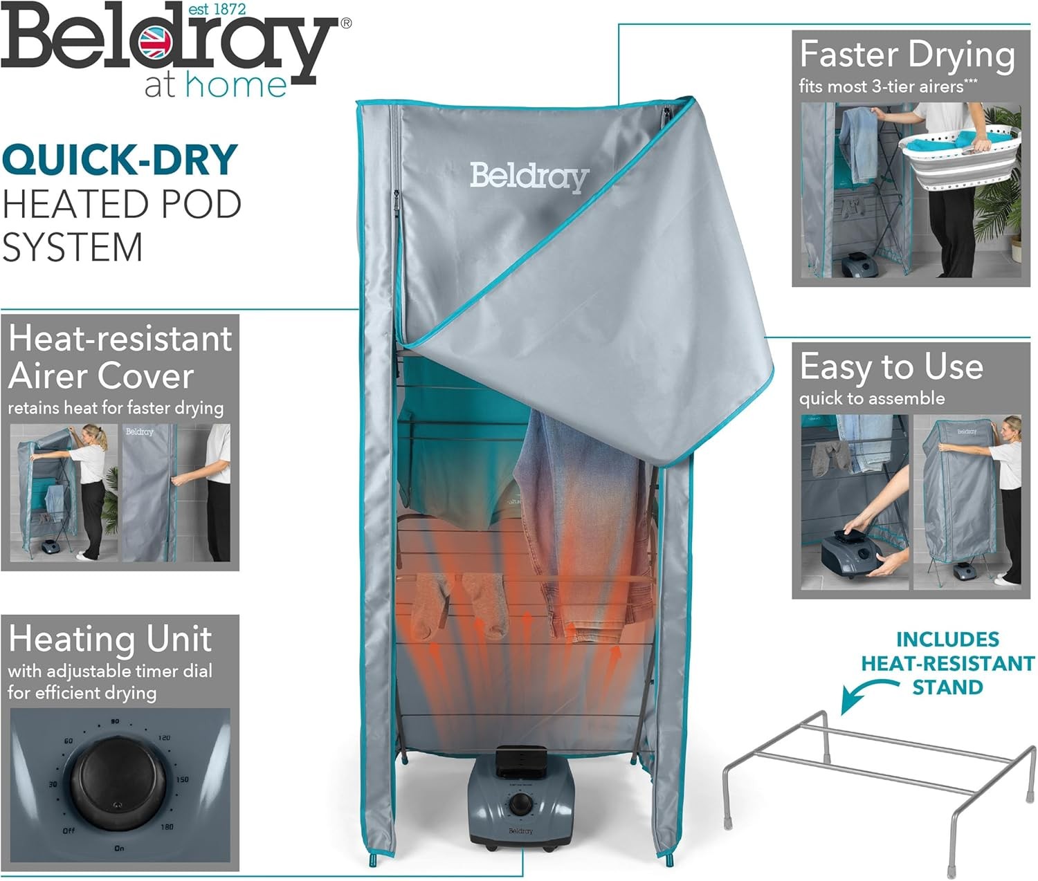 Heated Clothes Airer Pod Dryer Hot Air Circulation Indoor Drying System