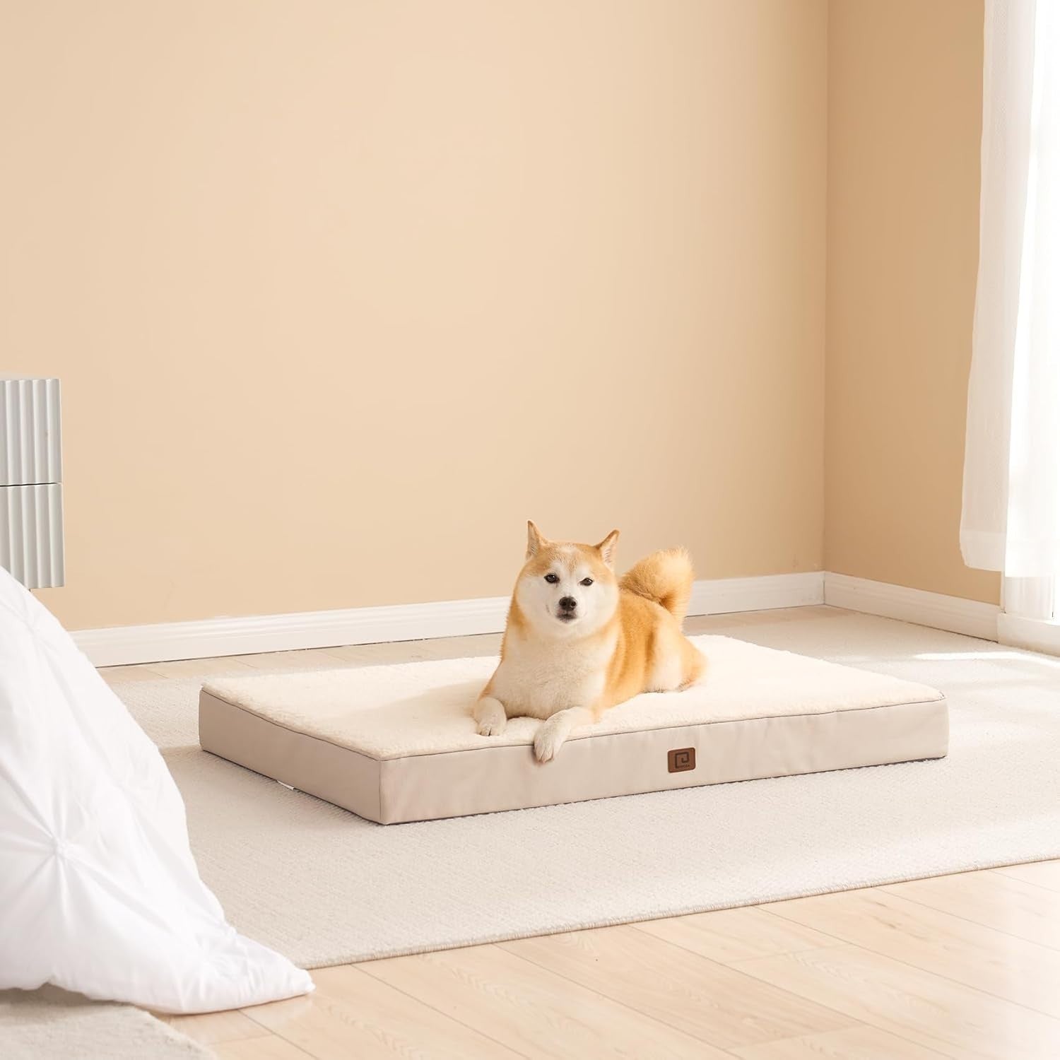 Orthopedic XXL Dog Bed 127x91x10cm Washable Cover Non Slip Camel