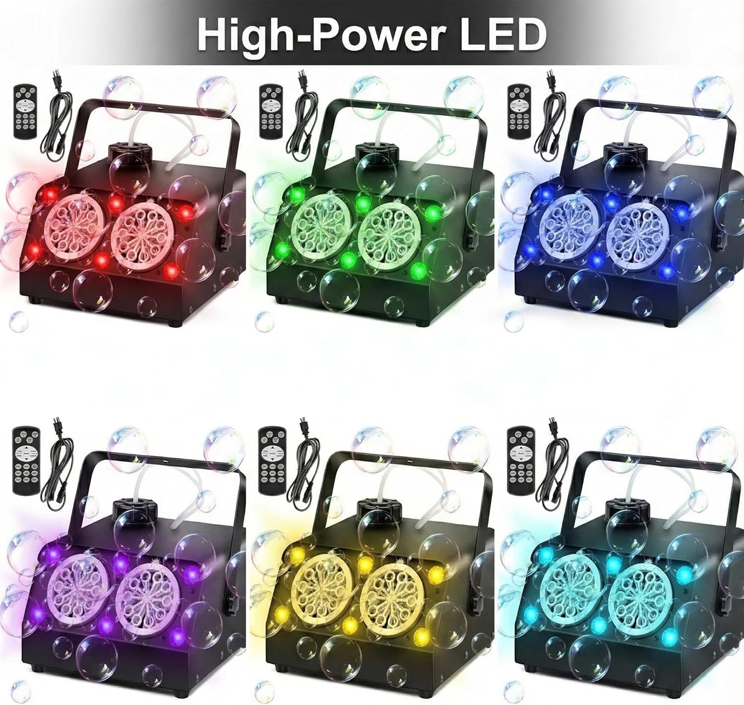 Bubble Machine Remote Timer RGB 100000 Bubble Dual Nozzle