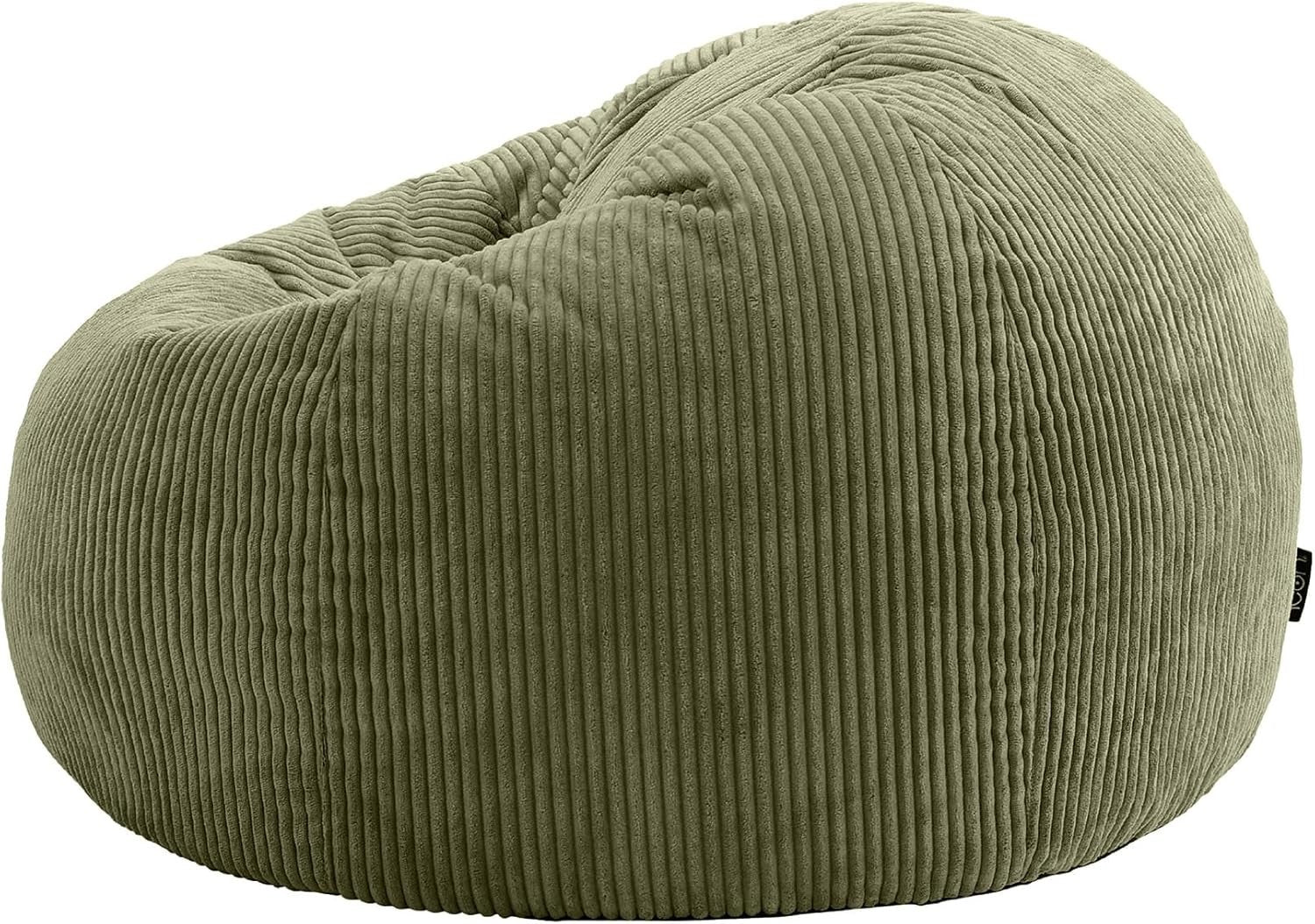 2x Large Bean Bag Chairs Adult Sage Green Corduroy Lounge Seating