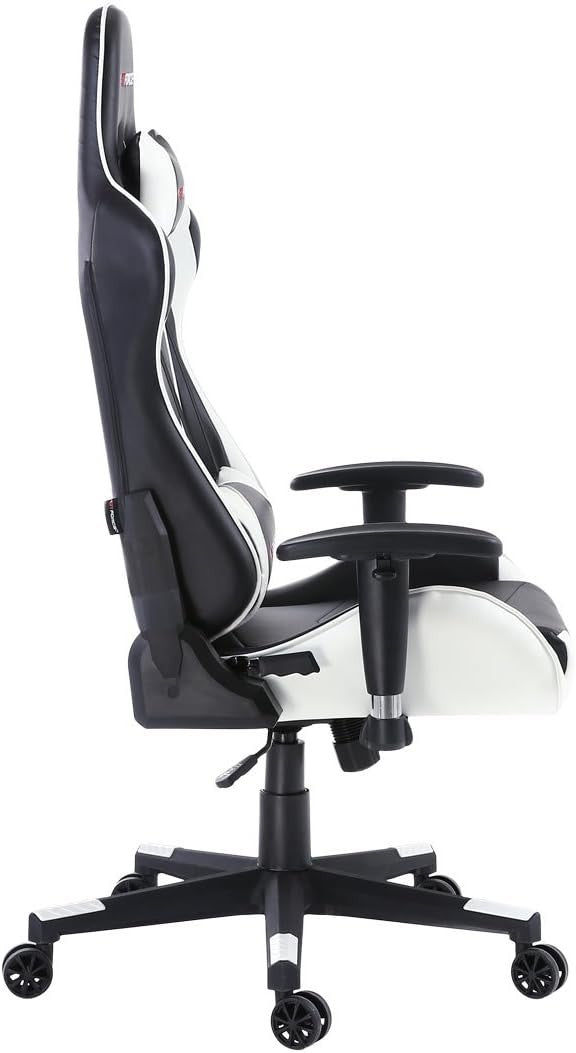 Reclining Gaming Chair Racing Office Desk Faux Leather White