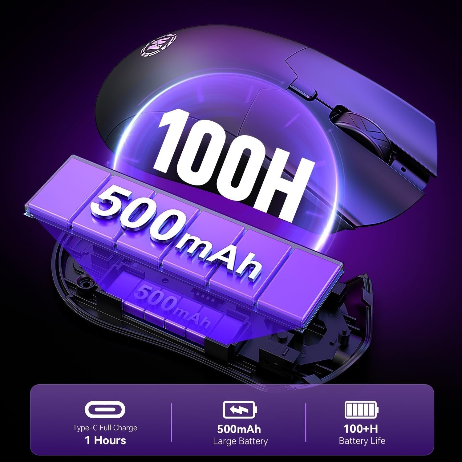 Wireless Gaming Mouse 6400 DPI RGB Rechargeable Tri-Mode PC Mac
